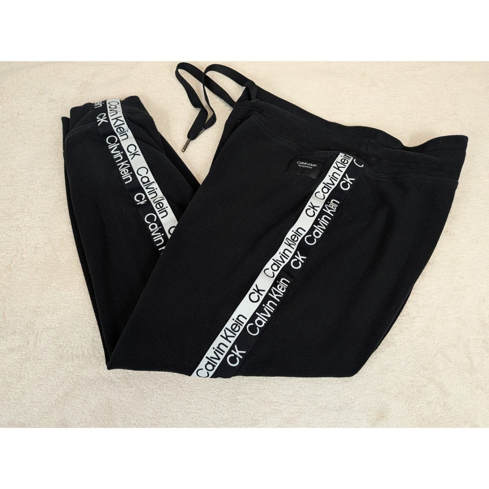 Calvin Klein Performance Black Logo Tape Jogger Sweatpants Women's L Athleisure